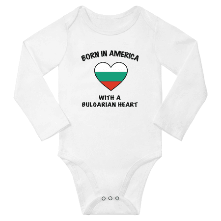 

Born in America With a Bulgarian Heart Baby Long Sleeve Romper (White 18 Months)