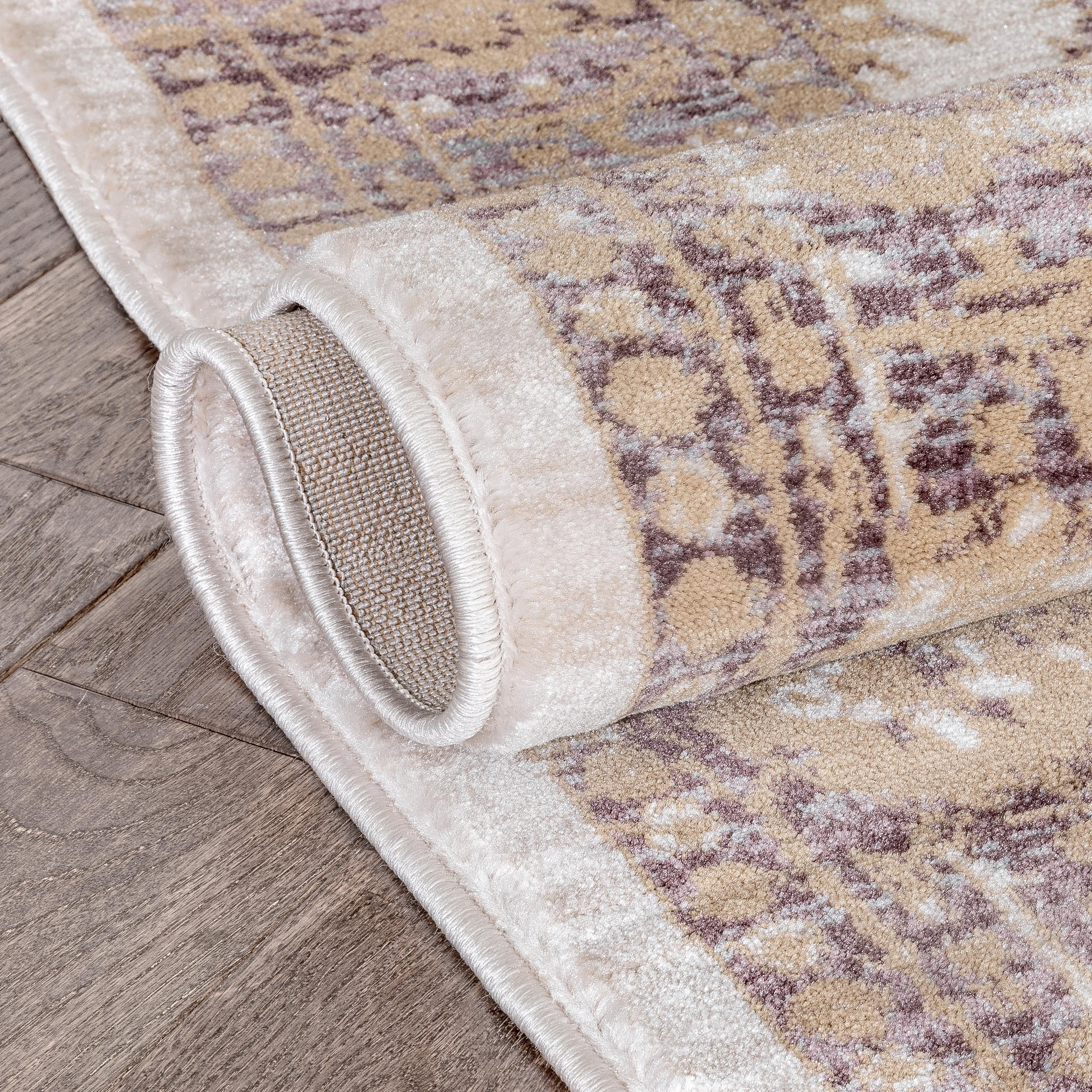 Well Woven Kensington Distressed Modern Area Rugs, Lavender Purple
