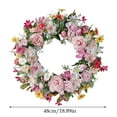 thumbnail image 4 of 17 Inch Front Door Wreath Artificial Pink Roses with Green Leaves, Romantic Floral Wreath for Spring Summer Door Wall Decor, Wedding Party Farmhouse Home Accents and Seasonal Celebrations, 4 of 8