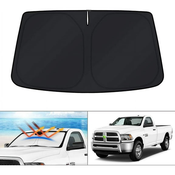 Canvcle Custom Fit Windshield Sun Shade for 2010-2024 2025 Dodge RAM 2500 3500 Accessories Sunshade Foldable Sun Visor Protector Blocks UV Rays Keep Your Car Cooler