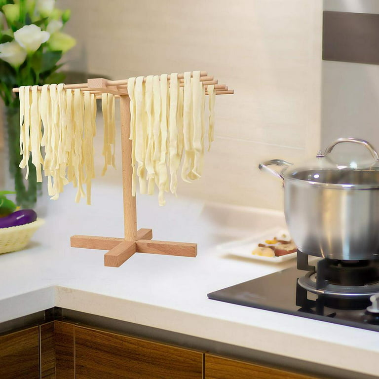 Pluokvzr Pasta Drying Rack, Wood Homemade Fresh Spaghetti Stand