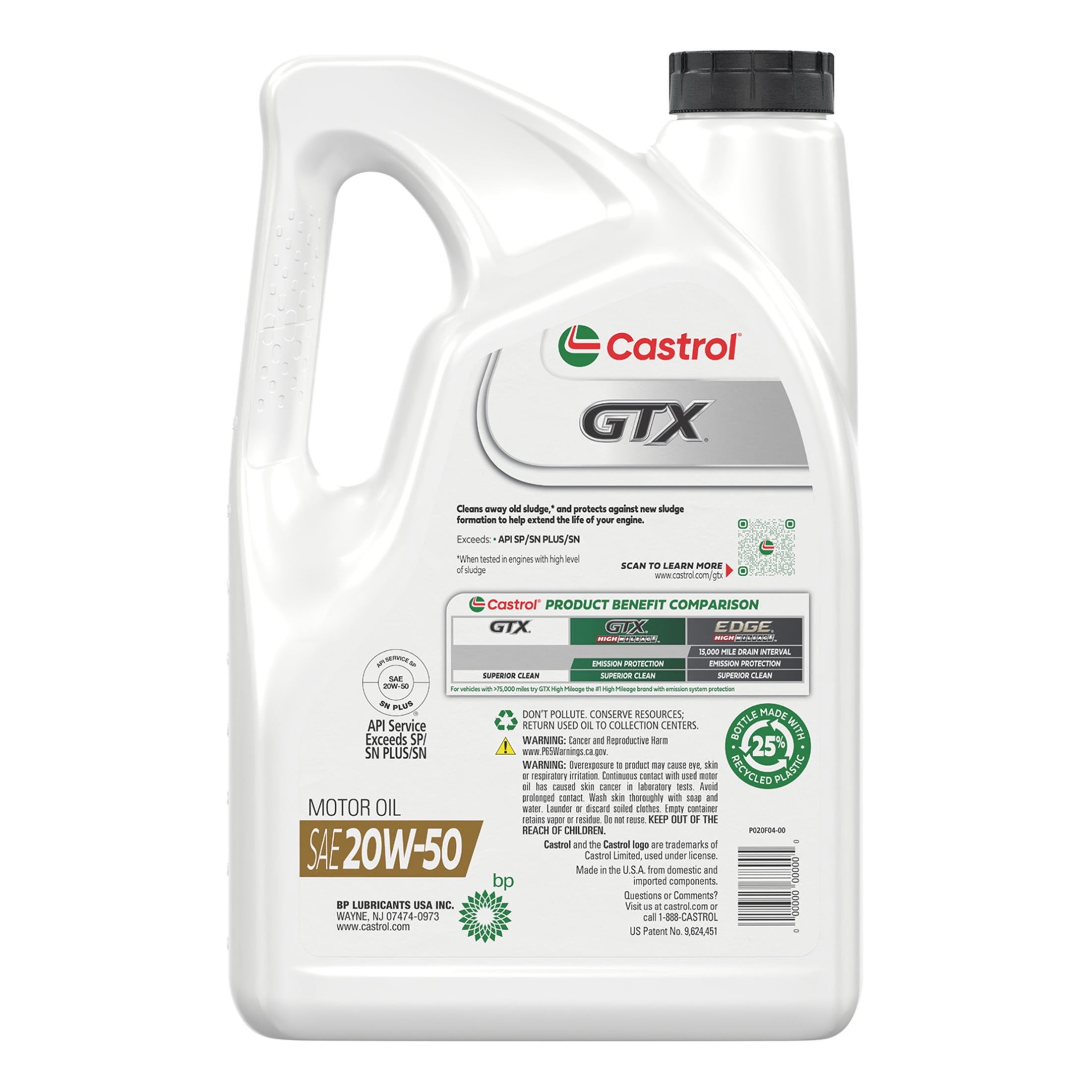 Castrol GTX 20W-50 Conventional Motor Oil, 5 Quarts, Case of 3