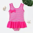 thumbnail image 2 of Rhuody Toddler Girl Swimsuit 12-18 Months Striped Bow And Ruffle Edge Swimsuit Cute Playsuit Pink, 2 of 6