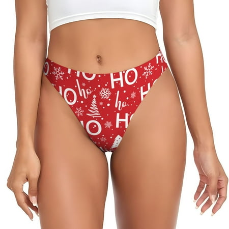 Rateoe Christmas Hohoho Pattern Seamless Women Underwear Thongs No Show Ladies Thong No Line Breathable Comfortable Panties Undies for Women-4X-Large