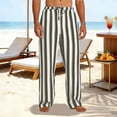 thumbnail image 2 of hotojiny Men's Striped Pants Casual Linen Pants Comfortable Elastic Waist Summer Trousers Loose Fit Lightweight Beach Clothes, 2 of 6