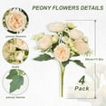 thumbnail image 2 of Dalrosia 4PCS Peonies Artificial Flowers Fake Peony Bouquet for Decoration Faxus Peony Flowers Arrangements Table Centerpieces Wedding Bouquets for Party Home Decoration Indoor, 2 of 8