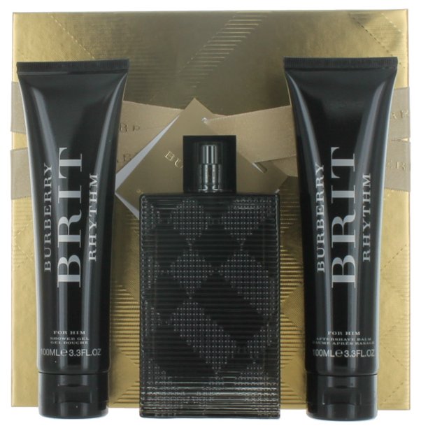 Burberry Brit Rhythm by Burberry for Men SET Eau De Toilette 3.3oz + Shower Gel 3.3oz + After
