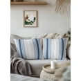 thumbnail image 3 of Outdoor Pillows Waterproof, Grey Blue Vertical Stripes Bedding Throw Pillows with Insert for Couch Sofa Bed, Modern Minimalist Abstract 16x16 Inch Pillowcases Decorative Patio Pillow Set of 1, 3 of 8