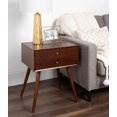 thumbnail image 2 of Kate and Laurel Finco Midcentury Modern Style Side Table with 2 Drawers, Walnut Brown Finish with Brass Hardware, 2 of 2