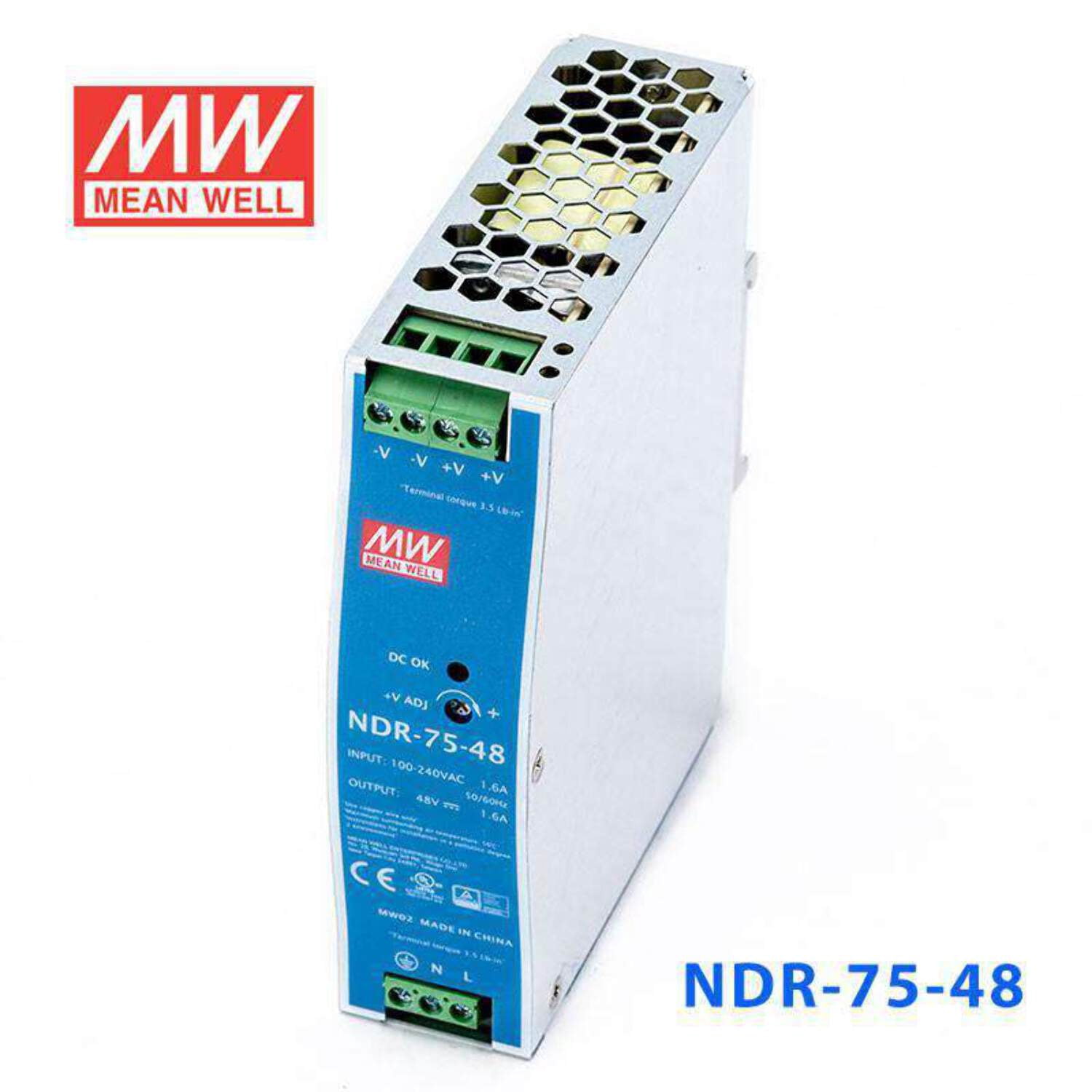 Mean Well NDR-75-48 Single Output Industrial Power Supply 75W 48V - DIN Rail