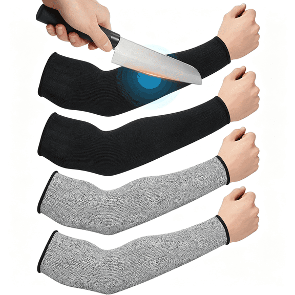 BESTSKY 2 Pairs Arm Sleeves Guards Arm Protectors for Thin Skin and Bruising Protective Cut Resistant Sleeves for Men Women(Large,Hppe,Black, Gray) Arm Protectors for Thin Skin and Bruising