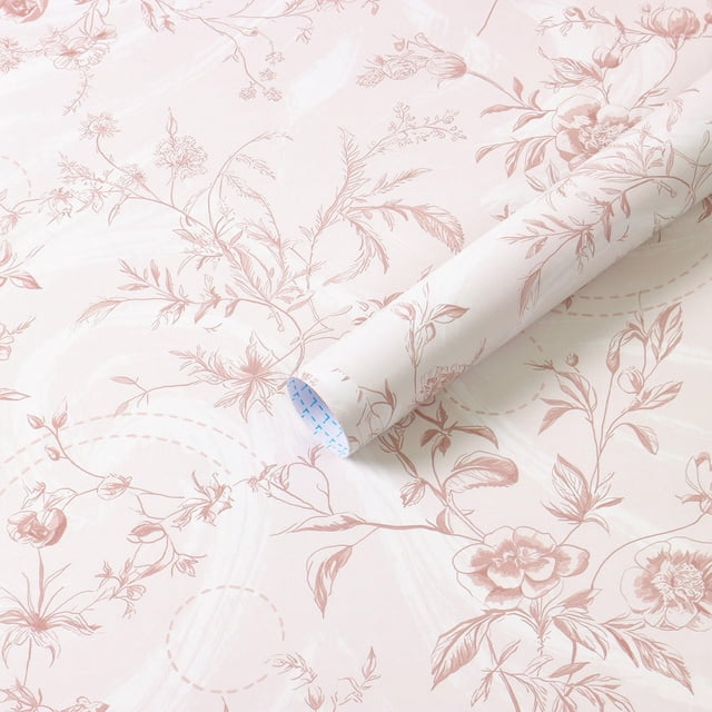 Papel tapiz Dimoon floral botánico 44 x 595 cm rosa autoadhesivo