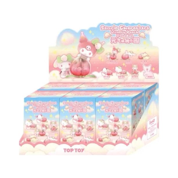 Sanrio Vitality Peach Paradise Series caja ciega Pvc Hello Kitty Cinnamoroll estatuilla Kawaii juguetes coleccionables para niñas Navidad