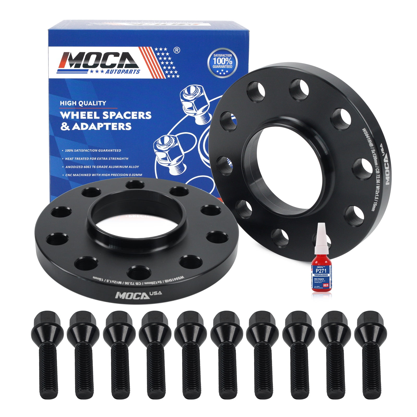 MOCA AUTOPARTS 2PCS 0.59"(15mm) Wheel Spacers 5x4.72" to 5x4.72" with