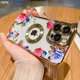 thumbnail image 2 of Funda de teléfono transparente para iPhone 14 Pro Max, Marco chapado de lujo, flor rosa, 11, 12, 13, 14 Plus, cubierta protectora de lente Fivean unisex, 2 of 2