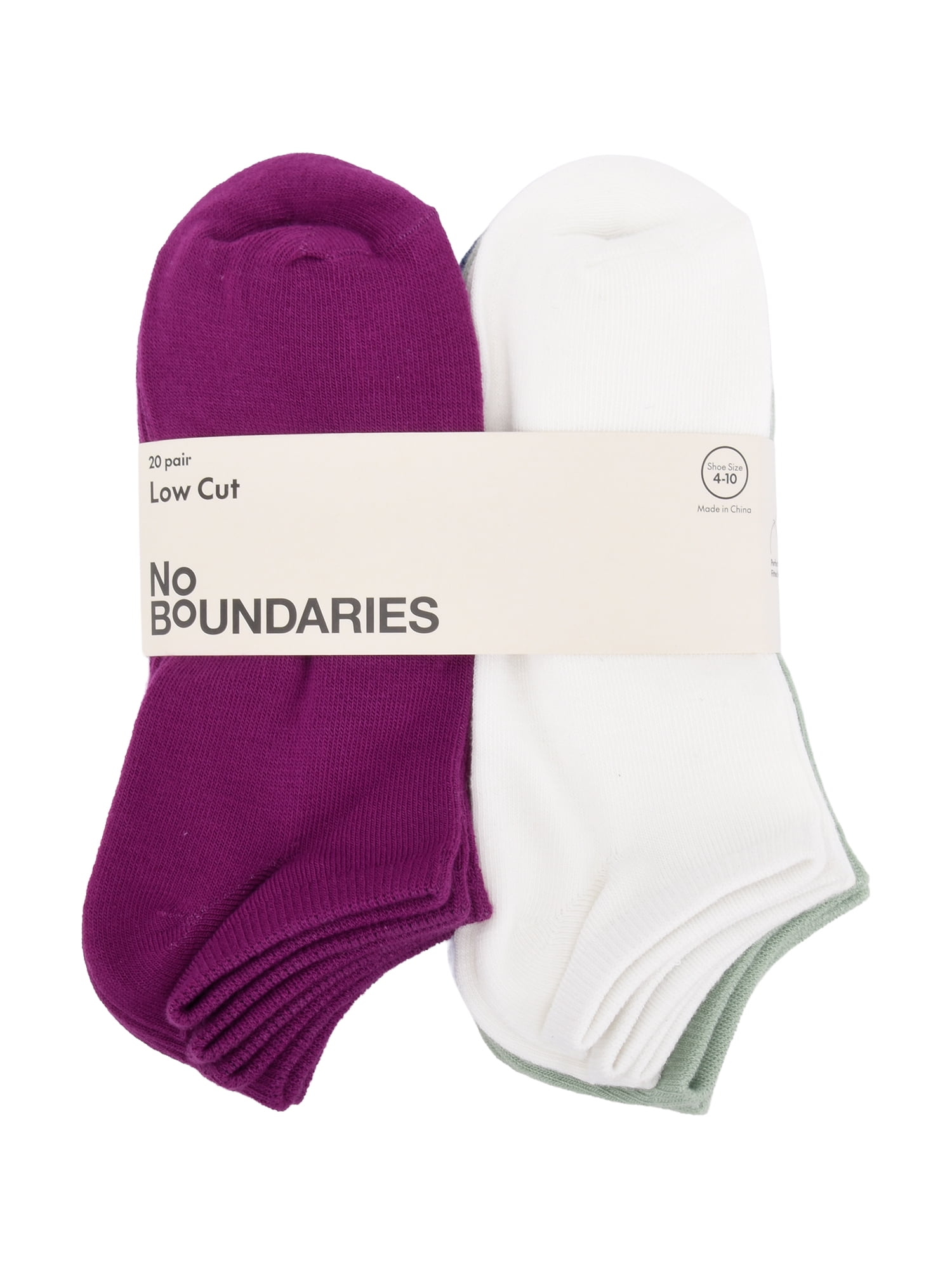 No Boundaries Women’s Low Cut Socks, 20 Pack, Shoe Sizes 4-10