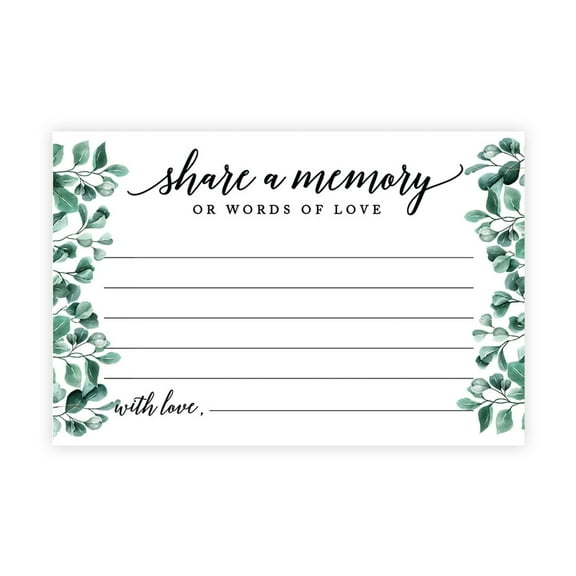 Koyal Wholesale Share a Memory Cards, Eucalyptus Border Cards for Wedding, Life Memories, 4" x 6", 52-Pk