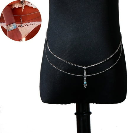 Sexy Body Chain - Sexy Sparkles Bikini Beach Crossover Harness Necklace Waist Belly Body Chain Jewelry