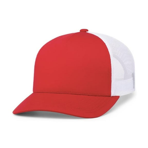 Pacific Headwear 105C.125.OS 5-Panel Trucker Snapback Cap, Red & White - One Size