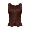 thumbnail image 3 of Fshinging Essentials Women's Tank Top Strap Camisole Button Down Sleeveless Layering Stretch Fit Summer Square Neck Plus Size Outfits Brown S, 3 of 3