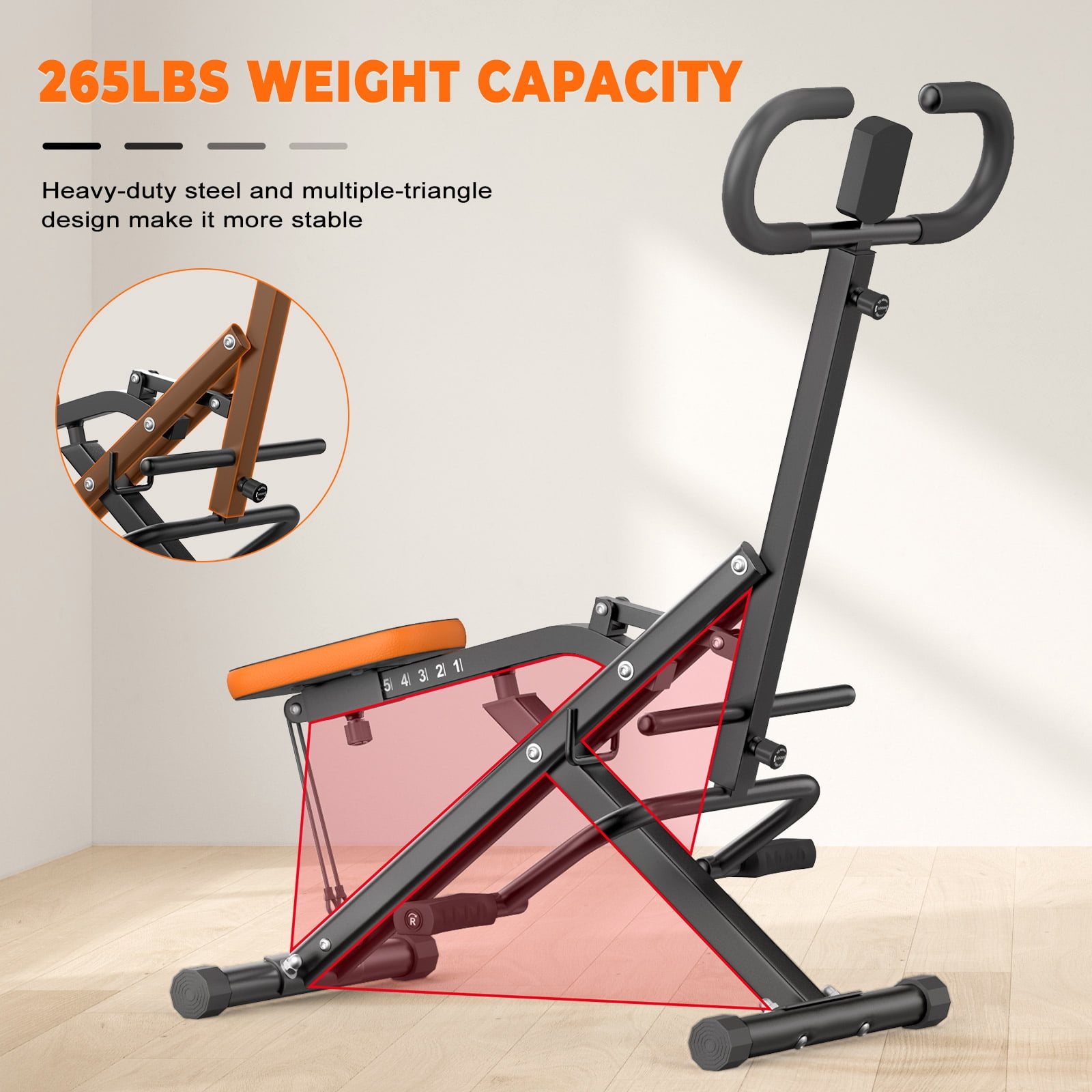 Evitormill Squat Machine with Timer, Foldable 2-in-1 Adjustable Squat Assist Trainer Machine , 330lbs Support, Black