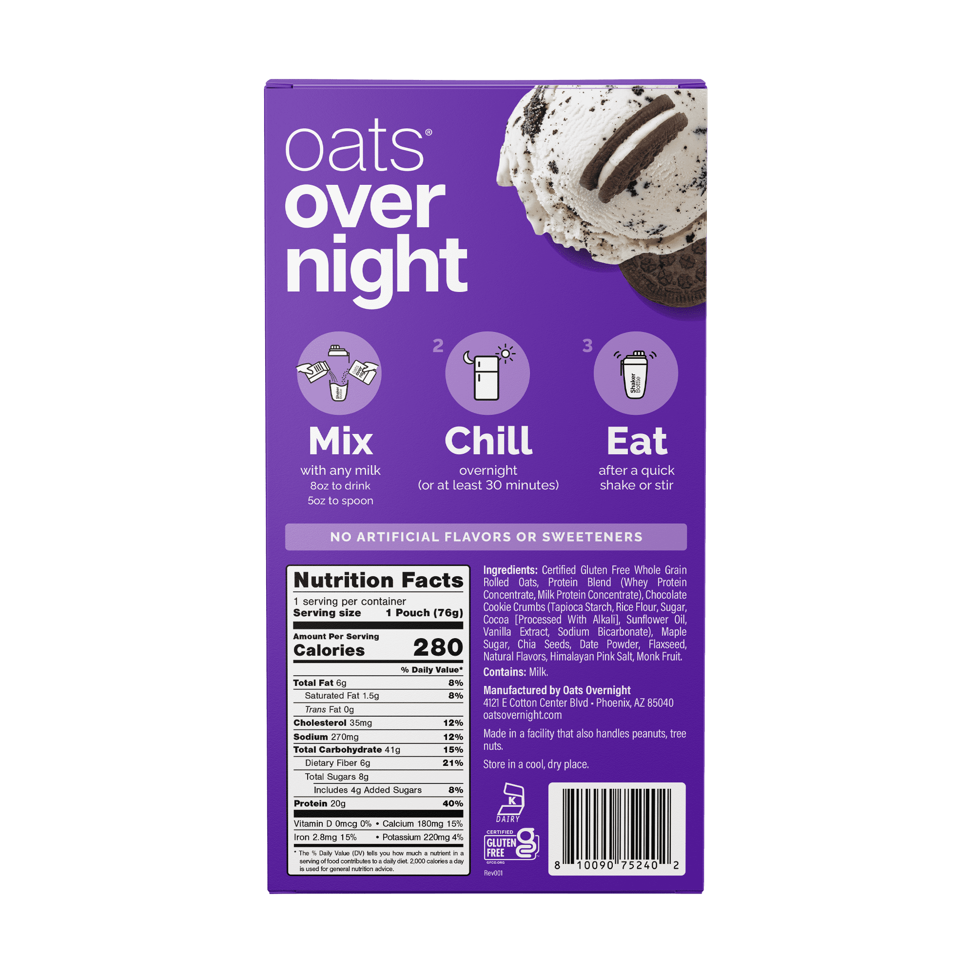 Oats Overnight High Protein Starter Kit - Cookies & Cream with Shaker Bottle