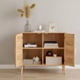 thumbnail image 5 of Homy Casa Accent Cabinet, 2-Door Rattan Storage Cabinet with Shelves, Natural, 5 of 8