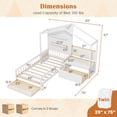 thumbnail image 3 of Gymax Lit Cabane Format Simple Lit Plateforme pour Enfants avec Banc Rembourré et Tablettes Flottantes, 3 of 10