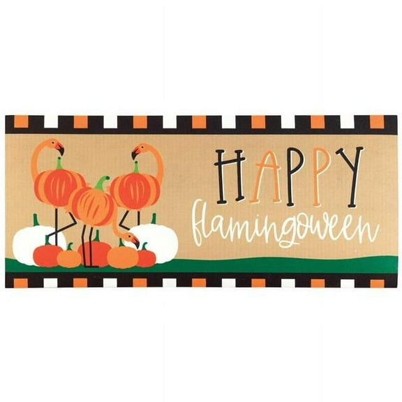 Magnolia Gardens DM011706 9.75 x 21.875 in. Happy Flamingoween Insert Doormat