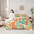 thumbnail image 5 of Homewish Vintage Daisy Floral 7-Piece Twin Bedding,Rustic Boho Geometric Bedding Comforter Set,Orange Green,Polkadot Reversible, 5 of 8