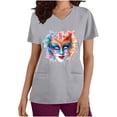 thumbnail image 2 of lcziwo Mardi Gras Scrubs for Women 2025 Spring Summer Short Sleeve T Shirts Nurse Medical Uniforms Casual V Neck Scrub Tops Shirts Gray XL Purses for Women Clearance, 2 of 6