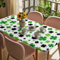 thumbnail image 3 of St Patricks Day Table Cloths for 6 Foot Rectangle Tables, Spring Country Green Black Shamrock Patio Waterproof Elastic Fitted Tablecloths, Washable Rectangular Table Cover for Camping, 3 of 8