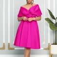 thumbnail image 2 of B91xZ Sun Dresses for Women 2024 Robe Midi Décontractée à Manches Courtes Col Rond Taille Élastique Smockée, Rose Vif L, 2 of 4