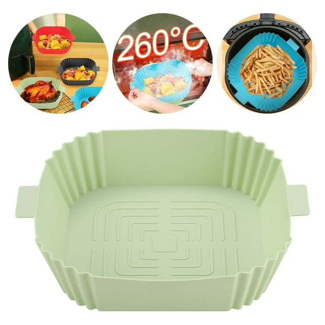 Meitianfacai Casserole en Silicone pour Friteuse à Air Chaud, Doublure Réutilisable pour Friteuse à Air, Panier en Silicone Résistant à la Chaleur pour Friteuse à Air, Moule de Cuisson Carré, Accessoires pour Friteuse à Air, Doublures pour Friteuse à Air, Four, Micro-Ondes