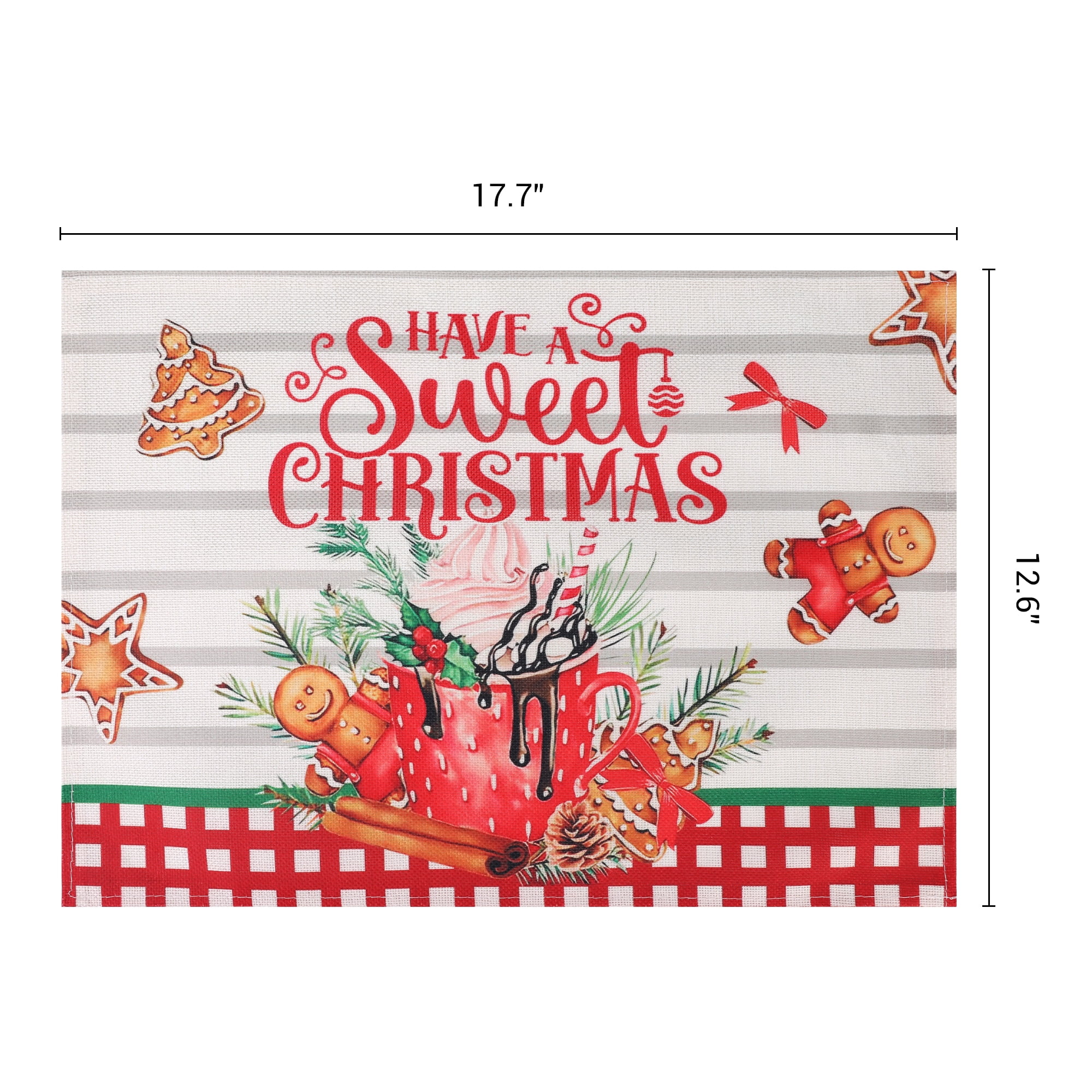 Unique Bargains Set of 6 Washable Linen Placemats Kitchen Table Mat Plaid