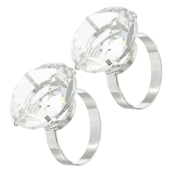 RENACLIPY 2Pcs Large Imitation Crystal Rhinestone Wedding Rings for Decoration