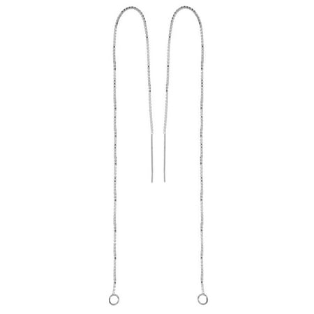 Box Chain Ear Threads - Sterling Silver Ear Threads Threaders 6 Inch Box Chain with Loop (1 Pair)