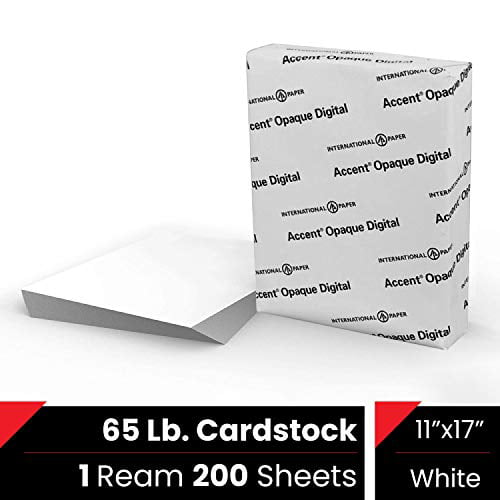 1 Ream / 200 Sheets 65lb Cover Renewed 176 gsm Super Smooth White Paper Heavy Card Stock 97 Bright 121954R 17x11 Paper Accent Opaque Thick Cardstock Paper 