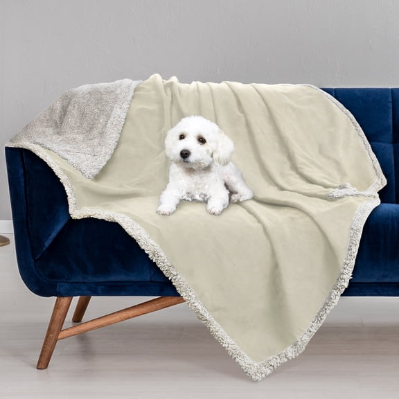 Pawsse Waterproof Pet Blanket, Pee Urine Proof Dog Blanket Cover for Couch Bed Furniture Protector, Liquid Proof Blanket for Small Medium Dogs, Camel/Tuap, 50"x 60”.