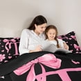 thumbnail image 5 of Erosebridal Girls Cute Bowknot 7 Pieces Bedding Comforter Set,Pink Loves T Alphabet Full Bedding Set For Kids,Reversible black, 5 of 7