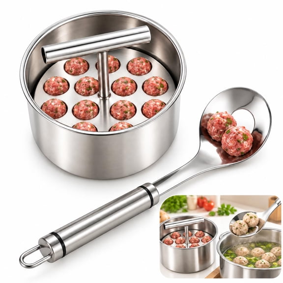 Meatball Maker, Meatball Spoon,6 and 12 Hole Manual Meatball Press Tool with 3-in-1 Spoon, Nonstick Kitchen Meatball Maker for Dumplings, Pastries, Fish Balls