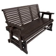 thumbnail image 2 of Fortune Candy Wood 5 ft. Patio Glider 3-Seater with Cup Holders and High Roll Back, Heavy Duty 800 lbs, for Outdoor Patio Garden, Teak tone, 2 of 9