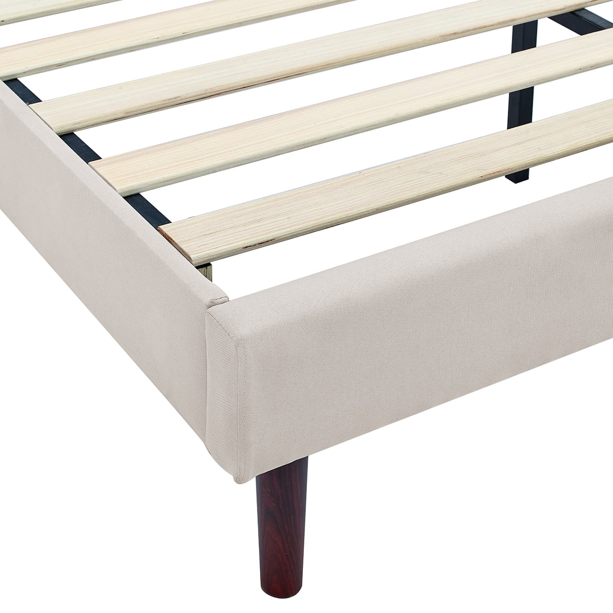 Gewnee QUEEN Size Bed Frame with Adjustable Headboard,Upholstered Headboard Platform Bed,No Box Spring Needed,Modern Bedroom Furniture - Beige