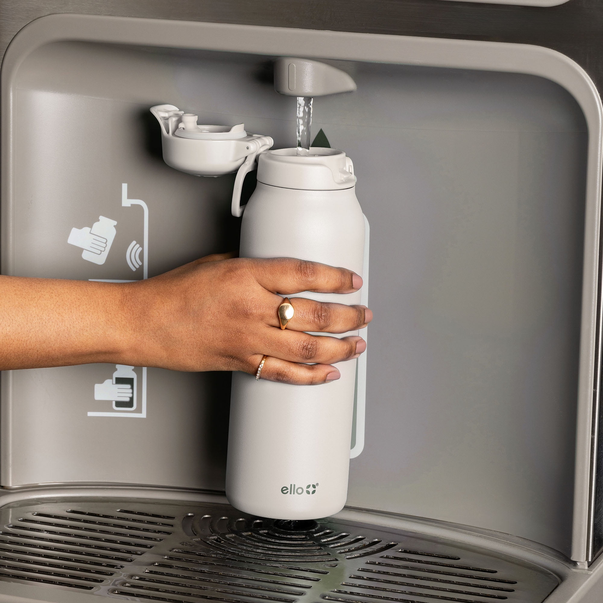 Ello Flip & Fill 32 oz Stainless Steel Water Bottle, <ul><li>32oz Capacity </li><li>Easy-to-use flip lid</li><li>All parts BPA free</li></ul>