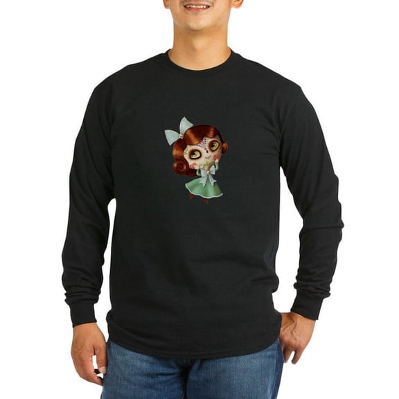 CafePress - The Day Of The Dead Vintage Doll Long Sleeve T Shi - Long Sleeve Dark T-Shirt