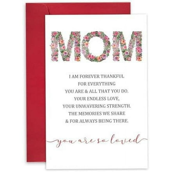 Mom Greeting Card – Beautiful Floral Design with Heartwarming Message – Blank Inside for Personal Touch – Ideal for Mother's Day, Birthdays, or Any Occasion