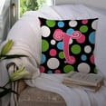 thumbnail image 3 of Letter T Initial Monogram - Polkadots and Pink Fabric Decorative Pillow, 3 of 4