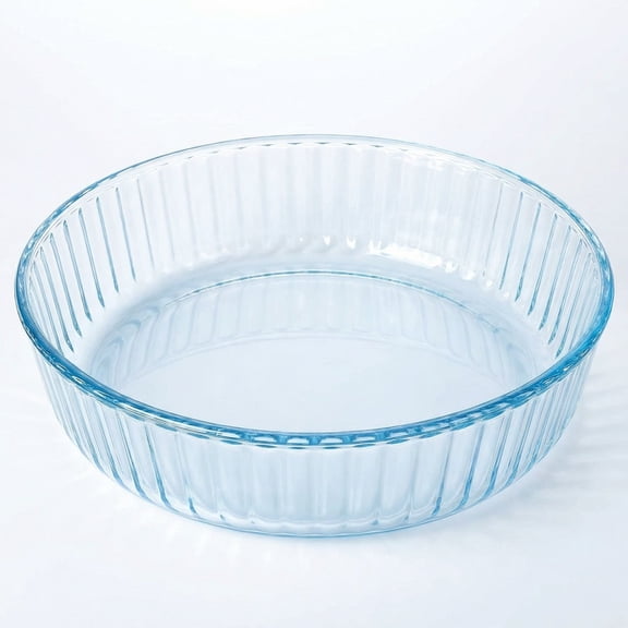 Deep Glass Round Baking Dish 10.2 in, 4mm Thick Pie Plate, Clear Bakeware pan for Oven & Microwave