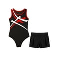 thumbnail image 3 of Sxiwei Kids Boys Gymnastics Outfits Unitard Athletic Leotard Shorts Set for Ballet Dance Practice Red&Black 12, 3 of 5