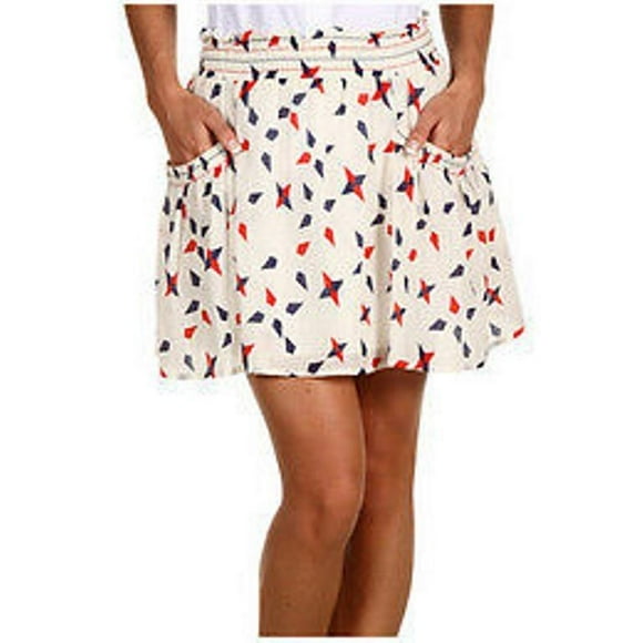 THEORY Skirt JESMINA Four Point MULTI 2-Pocket LINED Cotton SILK Blend L $285